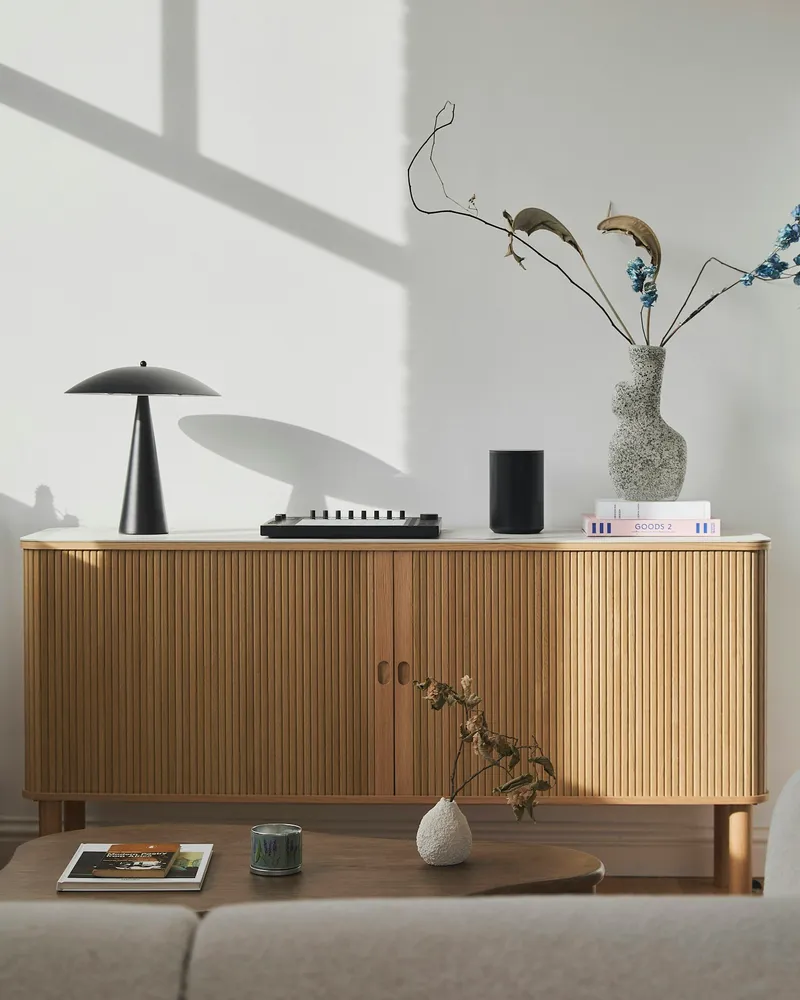 Timber sideboard with a warm natural finish